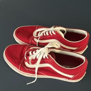 Men’s vans size 10 1/2 red worn once. Excellent condition.